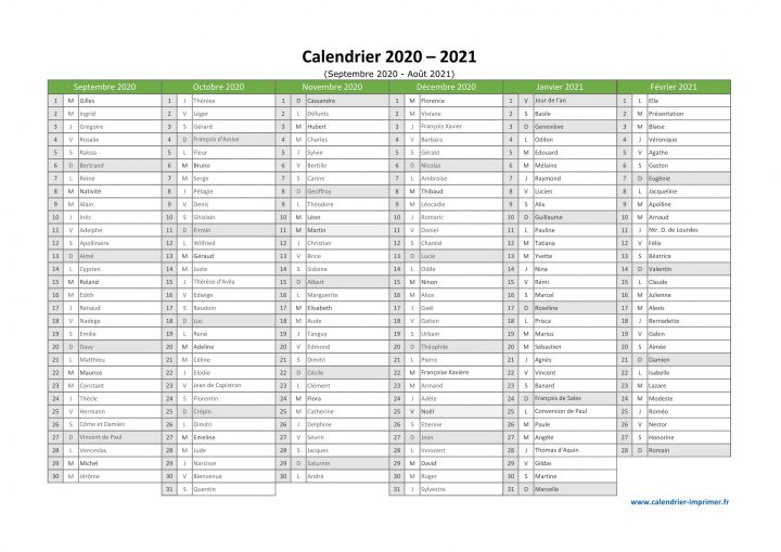 Calendrier 2020 2021 À Imprimer pour Calendrier 2019 Avec Jours Fériés Vacances Scolaires À Imprimer