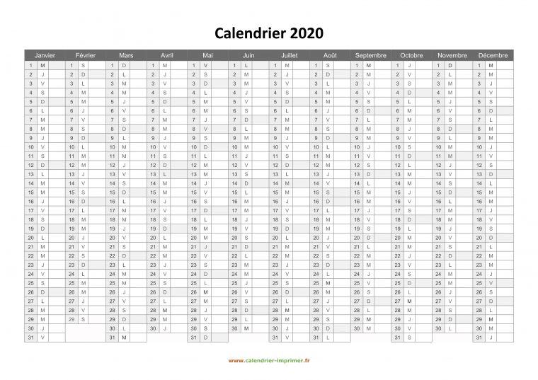 Calendrier 2020 À Imprimer Gratuit à Calendrier Annuel 2018 À Imprimer Gratuit