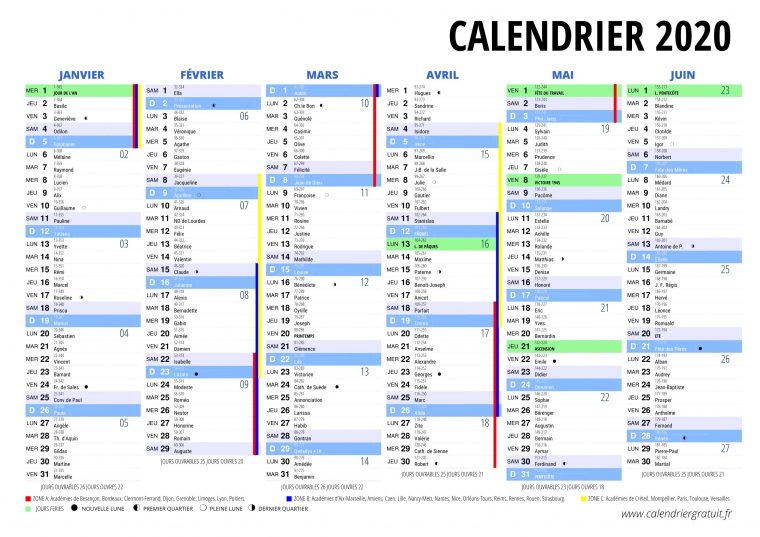 Calendrier 2020 À Imprimer (Gratuit) : Au Format Pdf à Calendrier En Ligne Gratuit A Imprimer