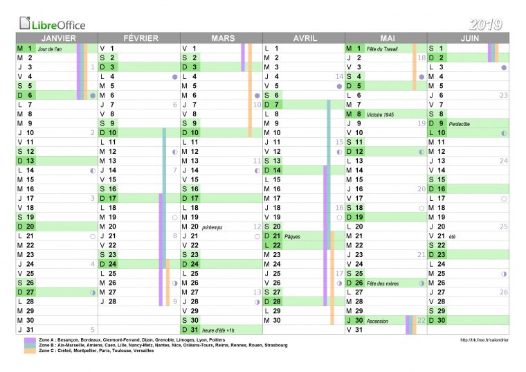 Calendrier 2020 À Imprimer Gratuit, Calendrier 2020 Avec concernant Calendrier 2019 Avec Jours Fériés Vacances Scolaires