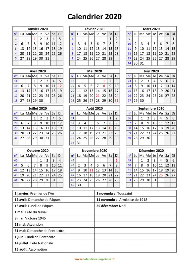 Calendrier 2020 À Imprimer Gratuit concernant Calendrier Annuel 2018 À Imprimer Gratuit