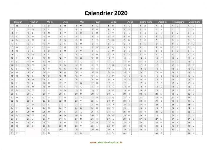 Calendrier 2020 À Imprimer Gratuit concernant Calendrier Annuel 2019 À Imprimer Gratuit