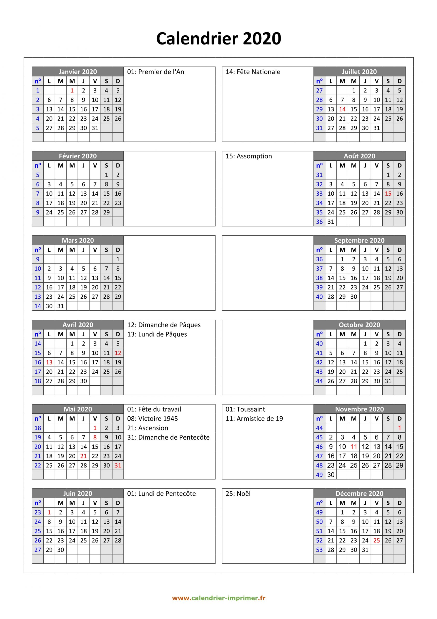 Calendrier 2020 À Imprimer Gratuit dedans Calendrier Annuel 2019 À Imprimer Gratuit 