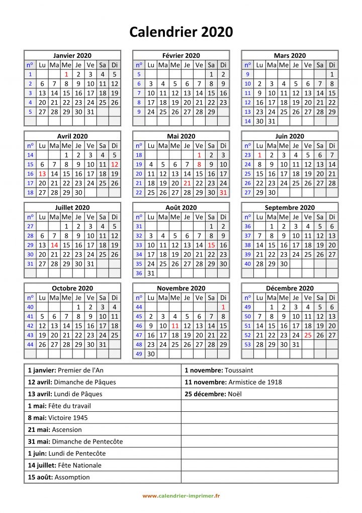 Calendrier 2020 À Imprimer Gratuit serapportantà Calendrier Annuel 2019 À Imprimer Gratuit