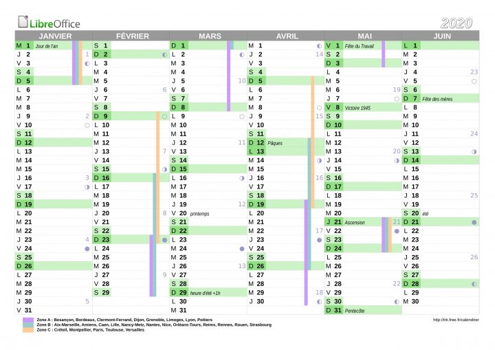 Calendrier 2020 À Imprimer : Jours Fériés – Vacances pour Calendrier Perpétuel À Imprimer