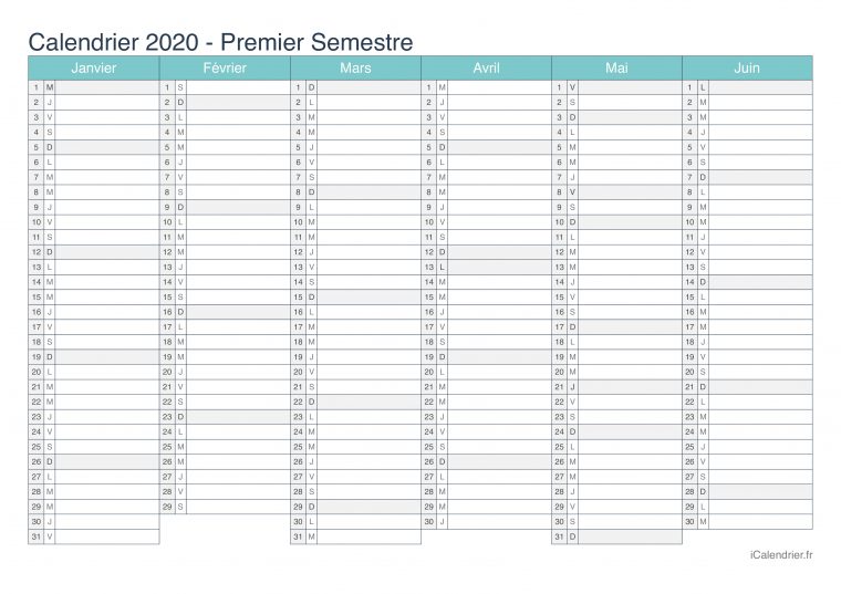 Calendrier 2020 À Imprimer Pdf Et Excel – Icalendrier tout Calendrier En Ligne Gratuit A Imprimer