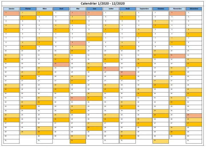 Calendrier 2020 Avec Semaine Imprimables [Pdf,word,excel intérieur Calendrier 2019 Avec Semaine