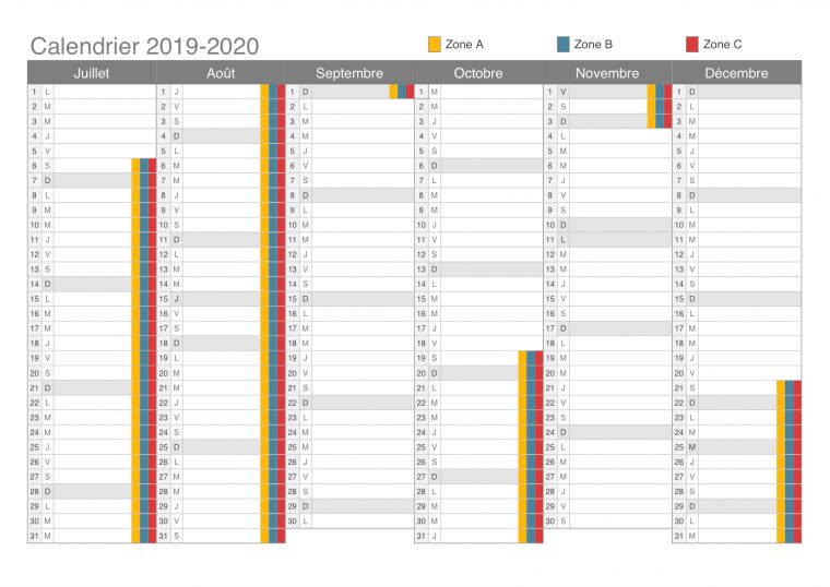 Calendrier 2020 destiné Calendrier 2019 Avec Jours Fériés Vacances Scolaires