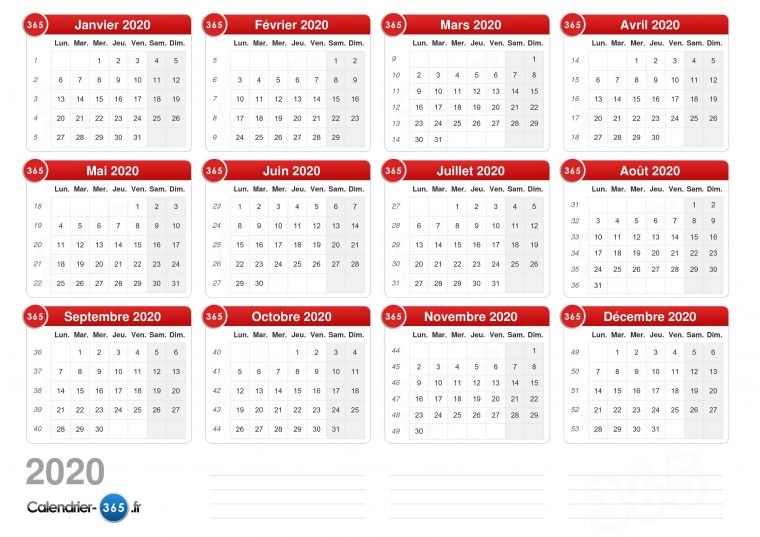 Calendrier 2020 serapportantà Calendrier Annuel 2018 À Imprimer