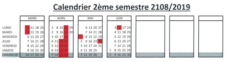 Calendrier 2Ème Semestre – Ecole De Natation Genève – Eng concernant Calendrier 2Ème Semestre 2018