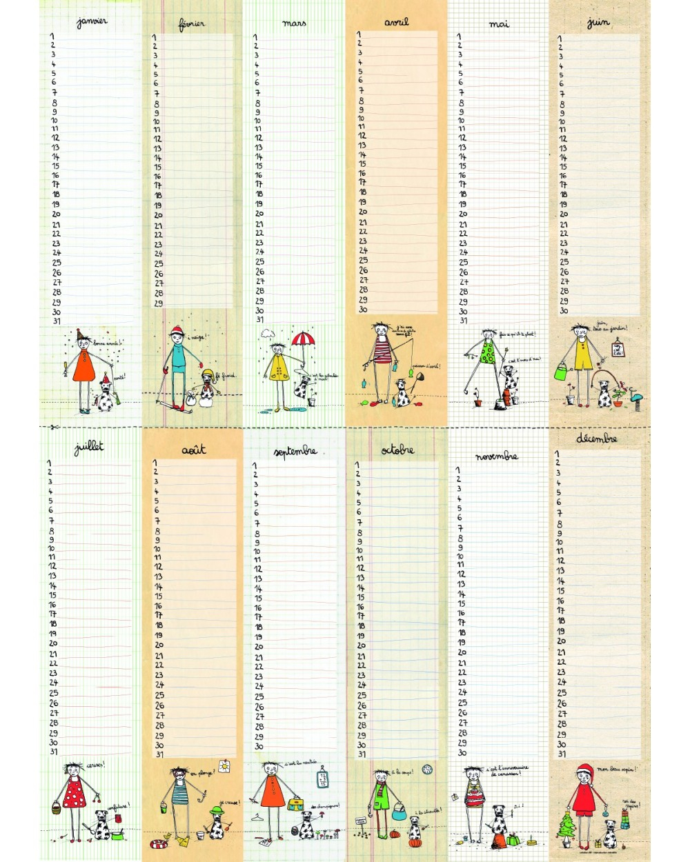 Calendrier Anniversaires Poster - Calendrier Perpétuel Filf destiné Calendrier Perpétuel À Imprimer