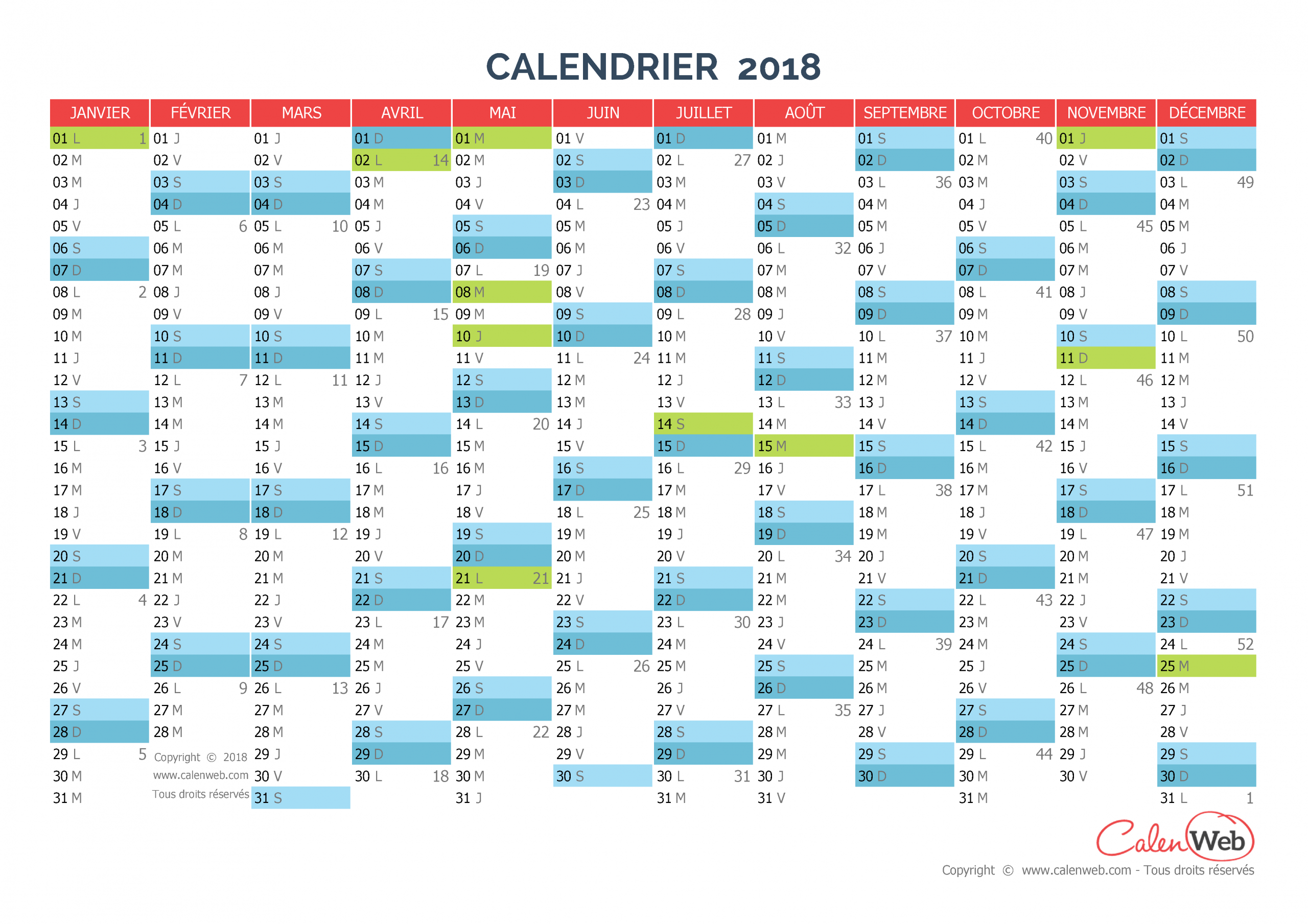 Calendrier Annuel 2018 À Imprimer Avec Jours Fériés intérieur Calendrier 2018 Avec Jours Fériés Vacances Scolaires À Imprimer