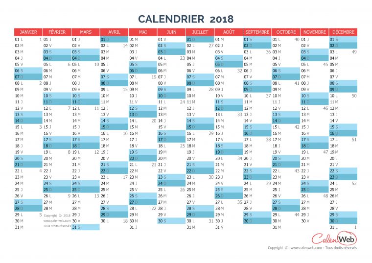 Calendrier Annuel 2018 À Imprimer | Calendrier 2018 serapportantà Calendrier Annuel 2018 À Imprimer