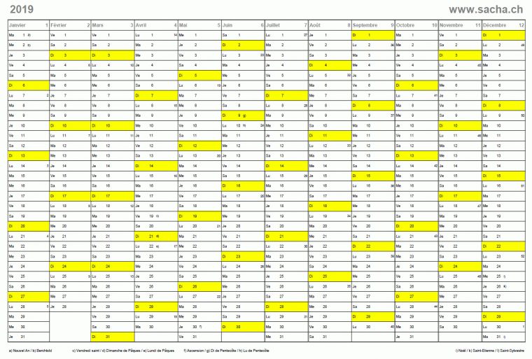 Calendrier Annuel 2019, À Imprimer, Gratuit | Modèle D à Calendrier Perpetuel Gratuit Imprimer