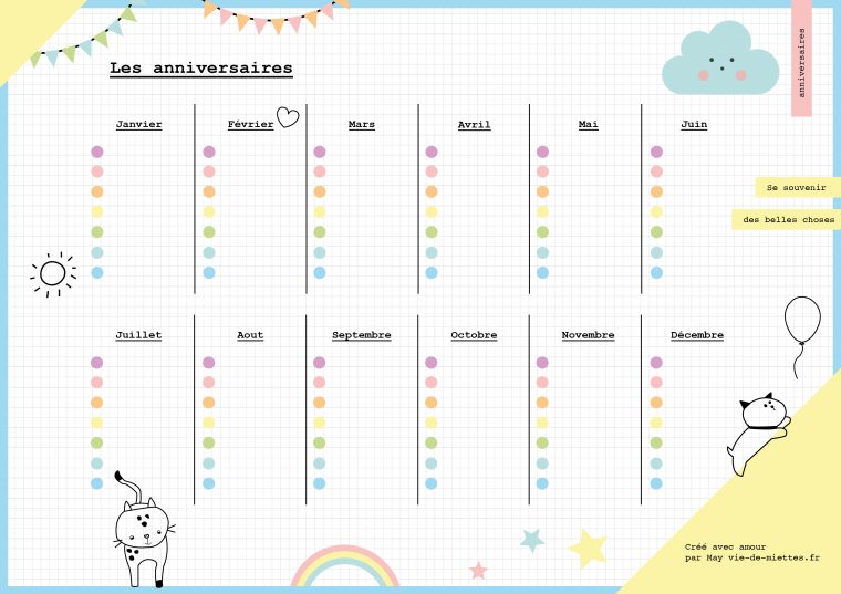 Calendrier D'anniversaire Et Semainier À Imprimer – Saxe à Calendrier D Anniversaire Gratuit À Imprimer