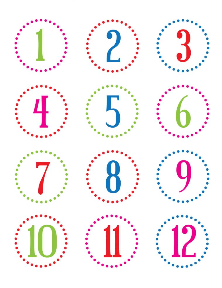 Calendrier De L'avent : 7 Planches De Numéros (Gratuit – À dedans Etiquette Chiffre A Imprimer