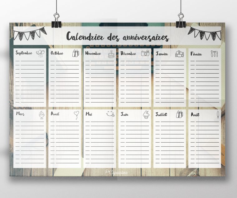 Calendrier Des Anniversaires | La Capuciine avec Calendrier Anniversaire À Imprimer