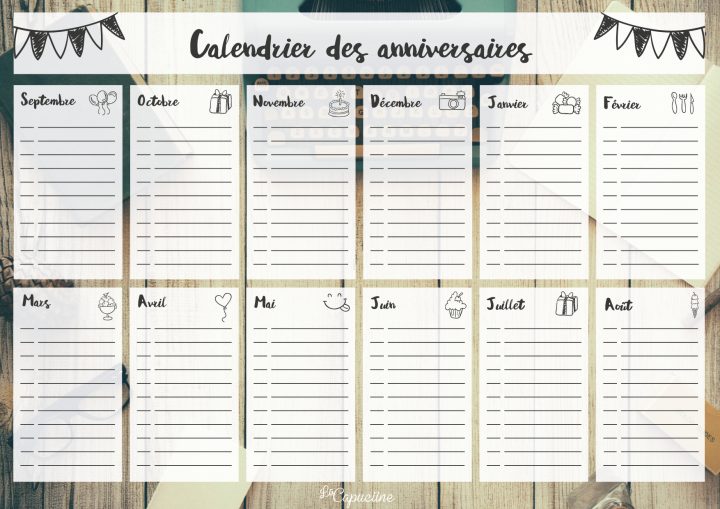 Calendrier Des Anniversaires | La Capuciine avec Calendrier Des Anniversaires À Imprimer