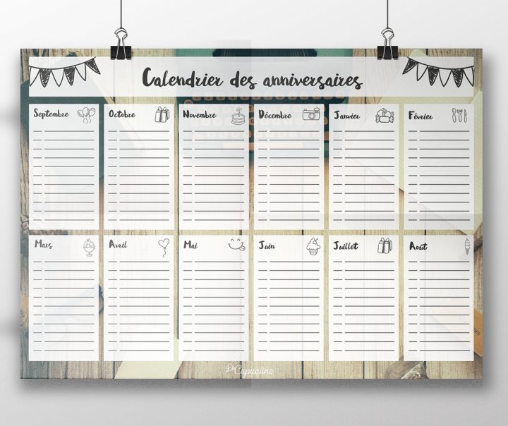 Calendrier Des Anniversaires | La Capuciine dedans Calendrier Des Anniversaires À Imprimer