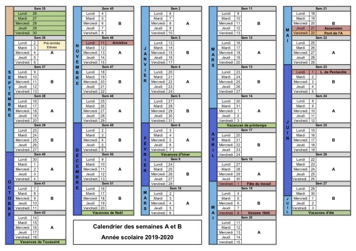 Calendrier Des Semaines A & B | Rocroy Saint-Vincent De Paul avec Calendrier 2019 Avec Semaine