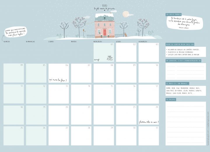 Calendrier Du Mois De Janvier 2020 À Imprimer – La Vie En intérieur Calendrier Des Anniversaires À Imprimer