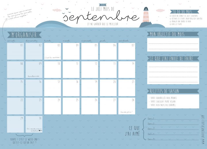 Calendrier Du Mois De Septembre À Imprimer – La Vie En Plus Joli intérieur Calendrier Ludique À Imprimer