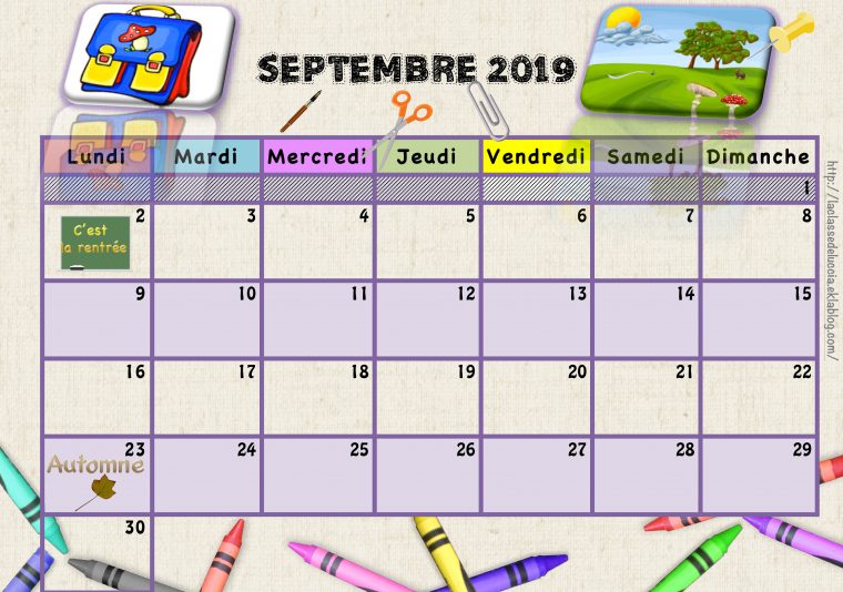 Calendrier Enfant 2019/2020 – La Classe De Luccia ! serapportantà Calendrier Enfant Semaine