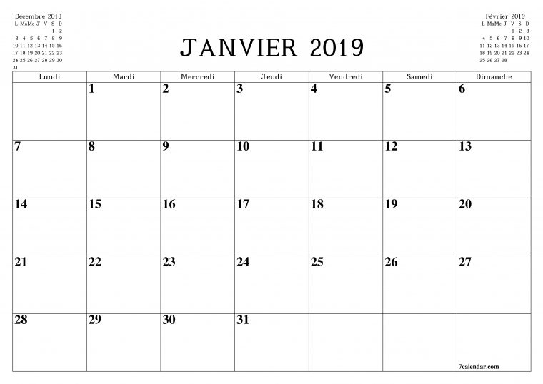 Calendrier Et Calendrier Mensuel Vierge Imprimable Gratuit pour Calendrier Mensuel 2018 À Imprimer