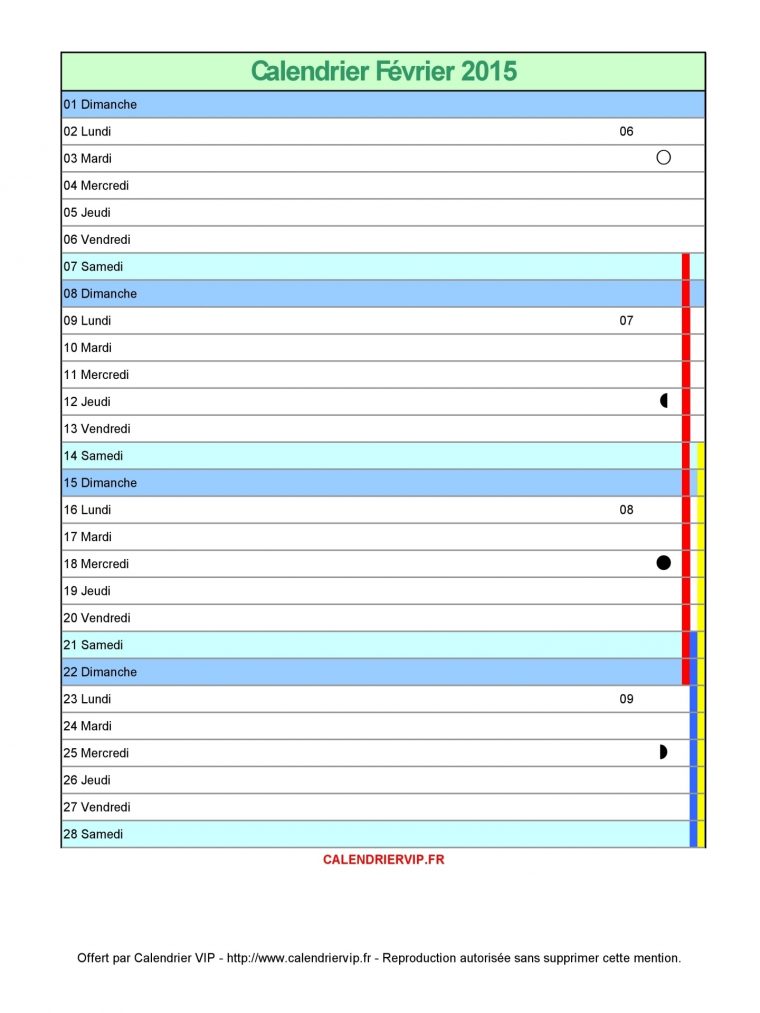 Calendrier Février 2015 À Imprimer Gratuit En Pdf Et Excel avec Calendrier 2017 En Ligne