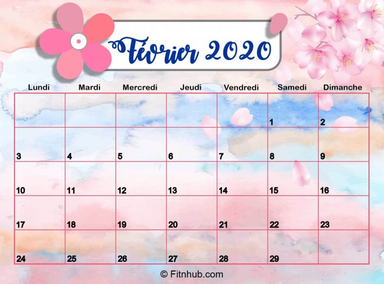 Calendrier Février 2020 À Imprimer – Calendrier 2020 À destiné Calendrier Anniversaire À Imprimer