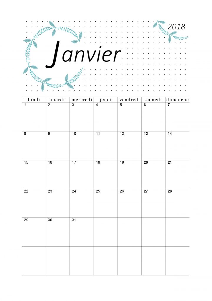 Calendrier Janvier 2018 À Imprimer – | Calendrier Imprimable avec Calendrier 2018 Imprimable Gratuit