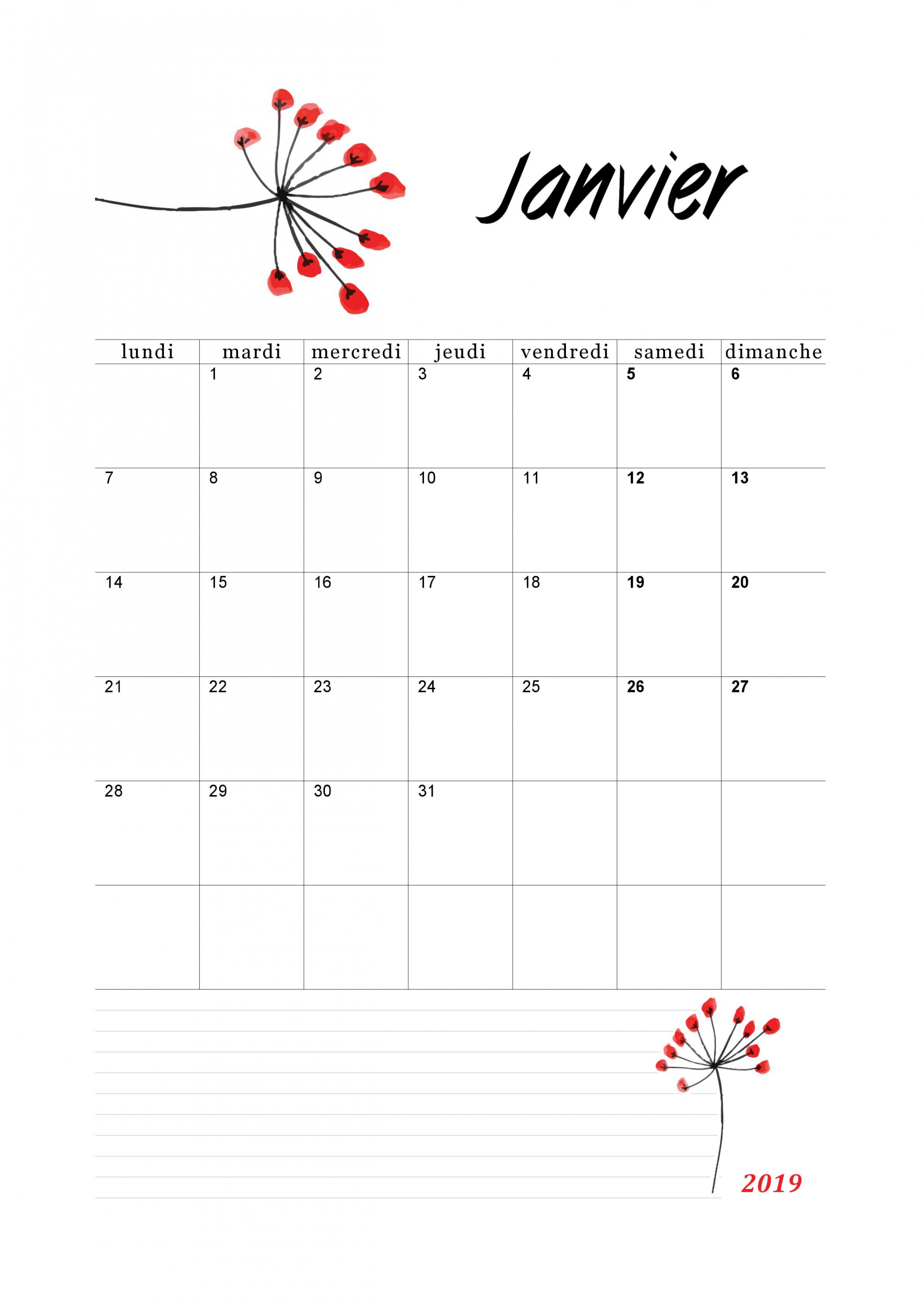 Calendrier Janvier 2019 Pdf | Calendrier Janvier, Calendrier pour Planning Annuel 2018 