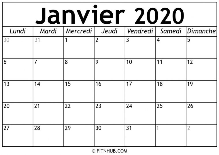 Calendrier Janvier 2020 À Imprimer – Calendrier 2020 À Imprimer avec Calendrier Anniversaire À Imprimer