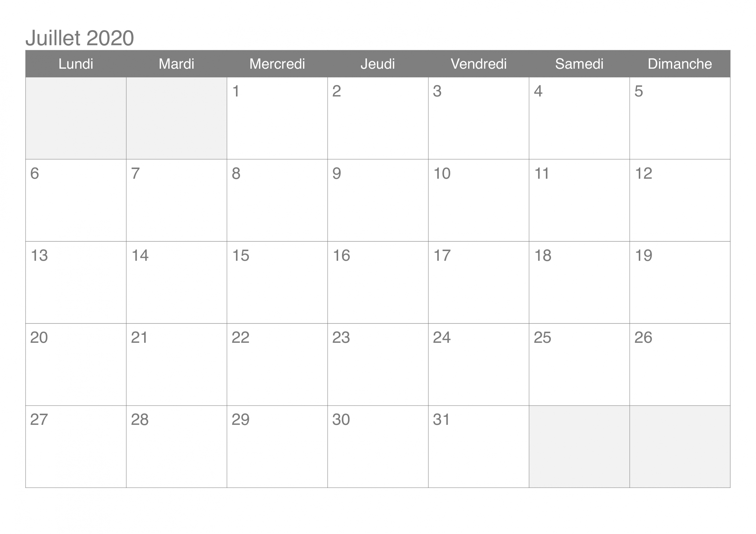 Calendrier Juillet 2020 Vacances À Imprimer – Pdf, Excel intérieur Calendrier 2019 Avec Jours Fériés Vacances Scolaires À Imprimer 