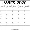Calendrier Mars 2020 À Imprimer - Calendrier 2020 À Imprimer destiné Calendrier Des Anniversaires À Imprimer