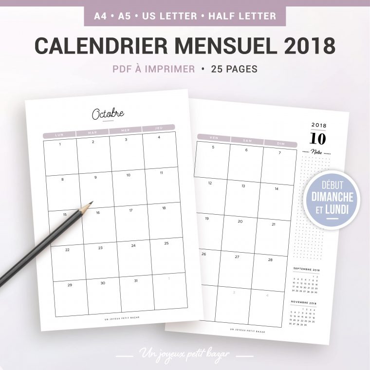 Calendrier Mensuel 2019 2020 Imprimable, Recharge À Imprimer avec Calendrier Mensuel 2018 À Imprimer