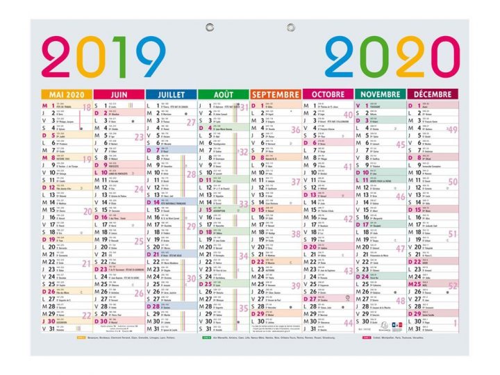 Calendrier Multicolore 53X40,5Cm Exacompta tout Calendrier 2019 Avec Semaine