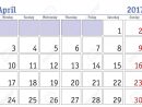 Calendrier Numérique Simple Pour Avril 2017. Vector Imprimable Calendrier.  Planificateur Mensuel. La Semaine Commence Le Lundi. Anglais Calendar avec Calendrier 2017 Imprimable