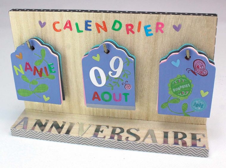 Calendrier Perpétuel En Bois 20 X 12,5 X 8 Cm avec Calendrier Anniversaire Perpétuel À Imprimer