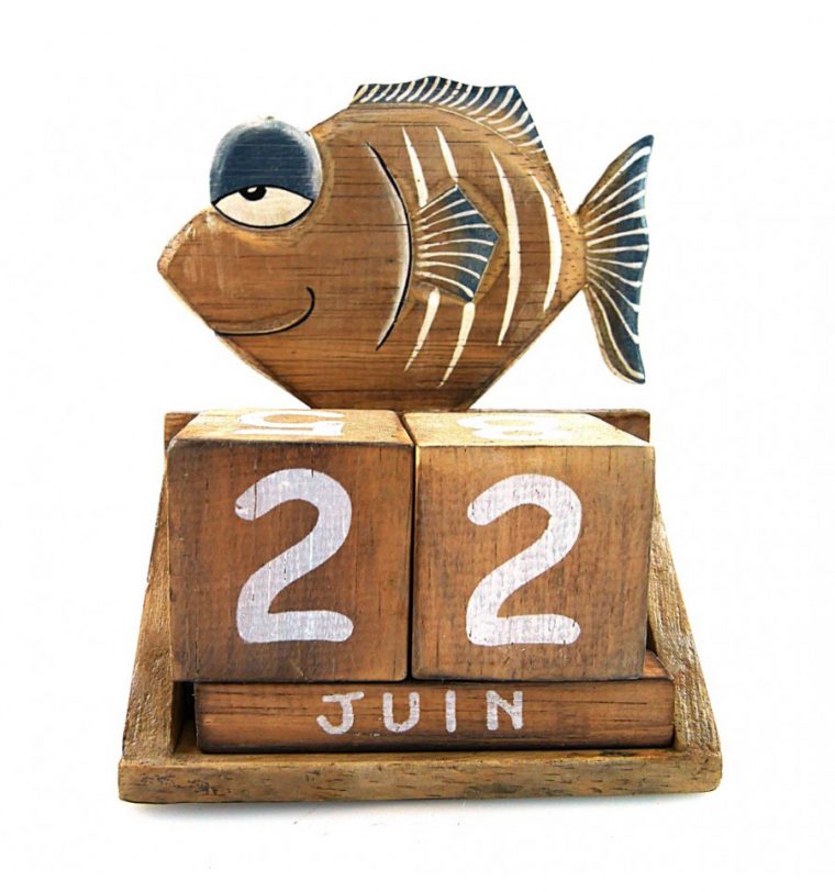 Calendrier Perpétuel Poisson Cubes Bois. Cadeau Anniversaire pour Calendrier Anniversaire Perpétuel À Imprimer