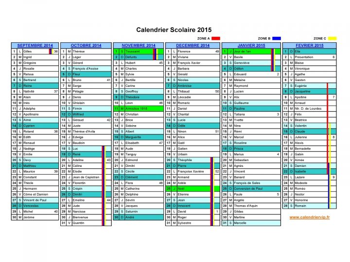 Calendrier Scolaire 2015 À Imprimer Gratuit En Pdf Et Excel pour Calendrier 2018 Avec Jours Fériés Vacances Scolaires À Imprimer