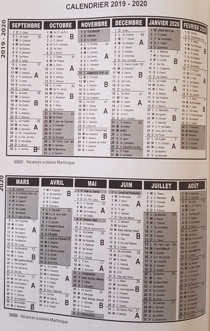 Calendrier Scolaire 2019-2020 Avec Les Semaines A Et B destiné Calendrier 2018 Avec Semaine