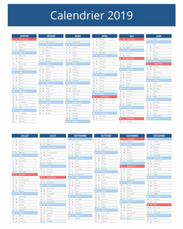 Calendrier Scolaire 2019 2020 Zone A Calendrier 2019 concernant Calendrier 2019 Avec Jours Fériés Vacances Scolaires À Imprimer