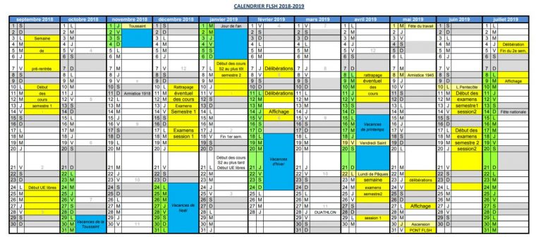 Calendrier Universitaire 2018-19 – Faculté Des Lettres destiné Calendrier 2Ème Semestre 2018