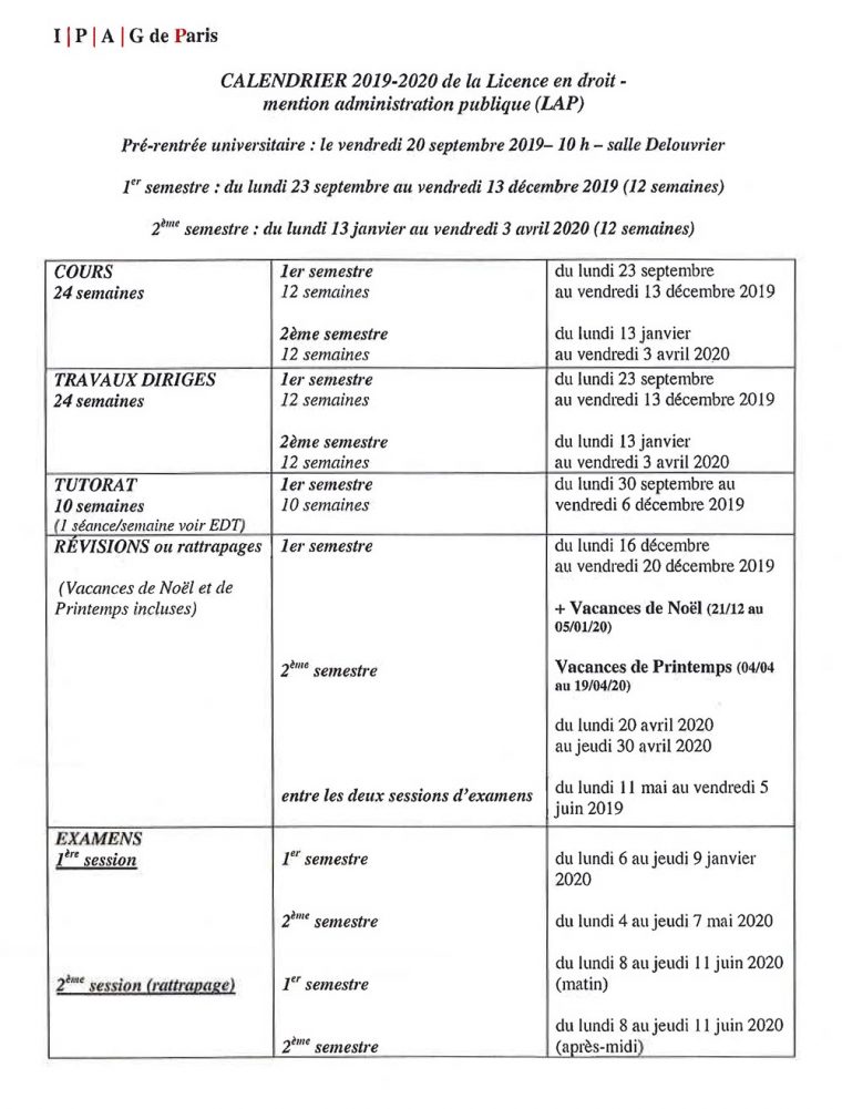 Calendrier Universitaire | Université Paris 2 Panthéon-Assas avec Calendrier 2Ème Semestre 2018