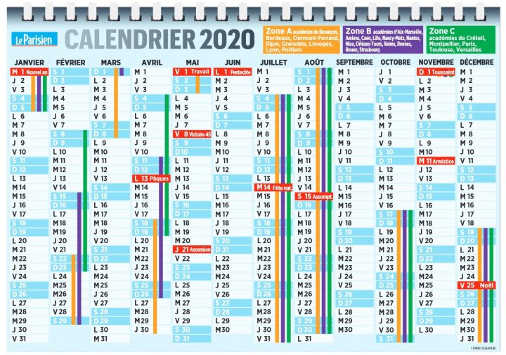 Calendrier Vacances Scolaires 2019-2020 – Pratique – Le concernant Calendrier 2018 Enfant