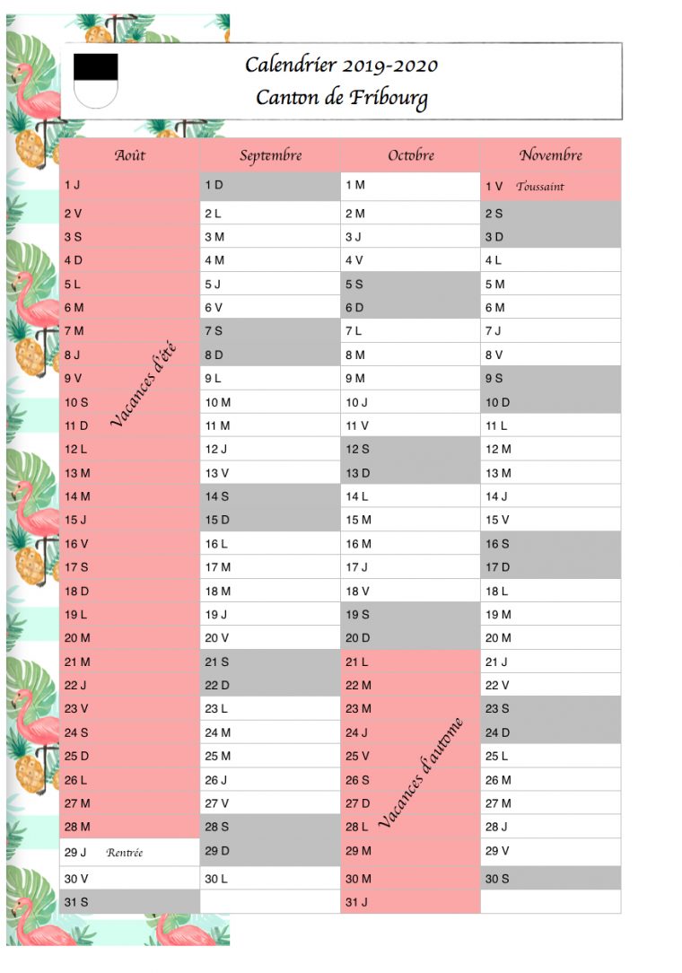 Calendriers Scolaires 2019-2020 – Dans La Classe De dedans Calendrier 2019 Avec Jours Fériés Vacances Scolaires