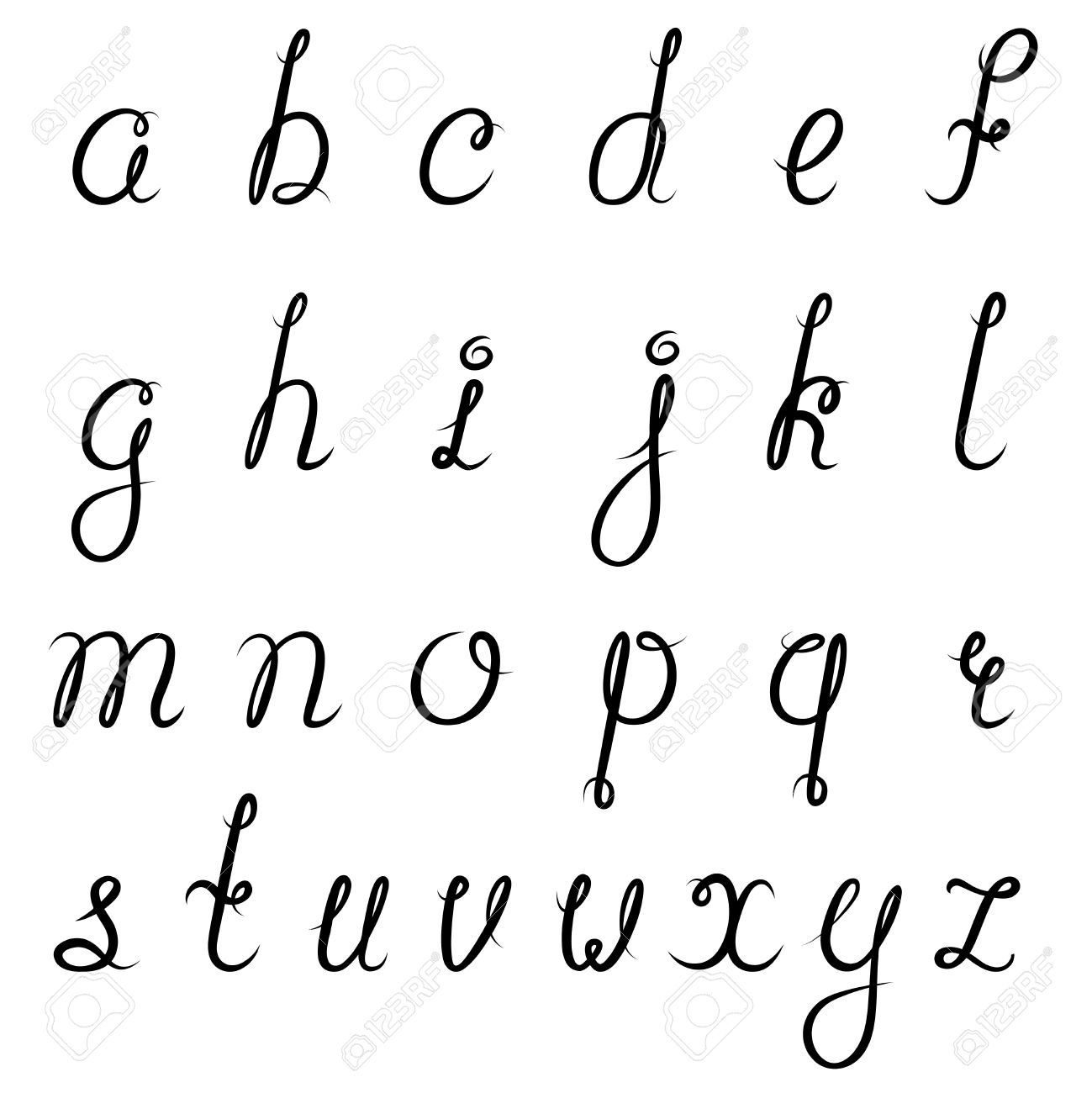 Calligraphic Vintage Script Font Alphabet Isolated Vignette Cursive.. tout Alphabet En Script