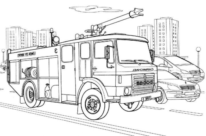 Camion De Pompier #59 (Transport) – Coloriages À Imprimer à Dessin De Pompier À Imprimer