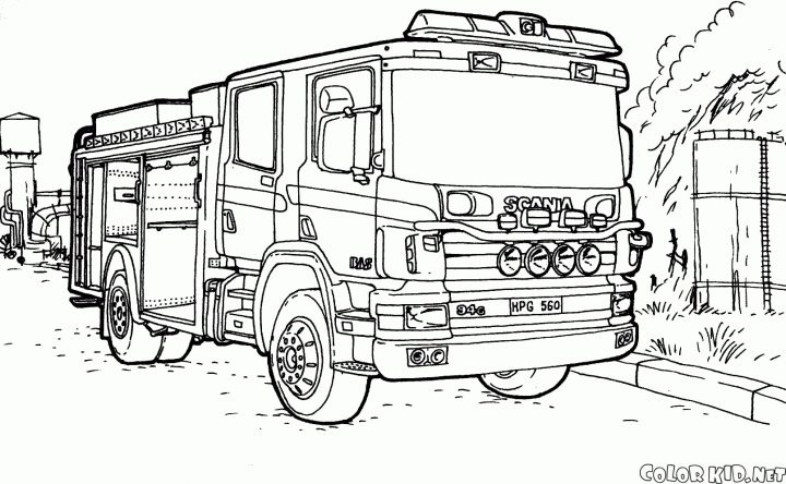 Camion De Pompier #65 (Transport) – Coloriages À Imprimer à Dessin De Pompier À Imprimer